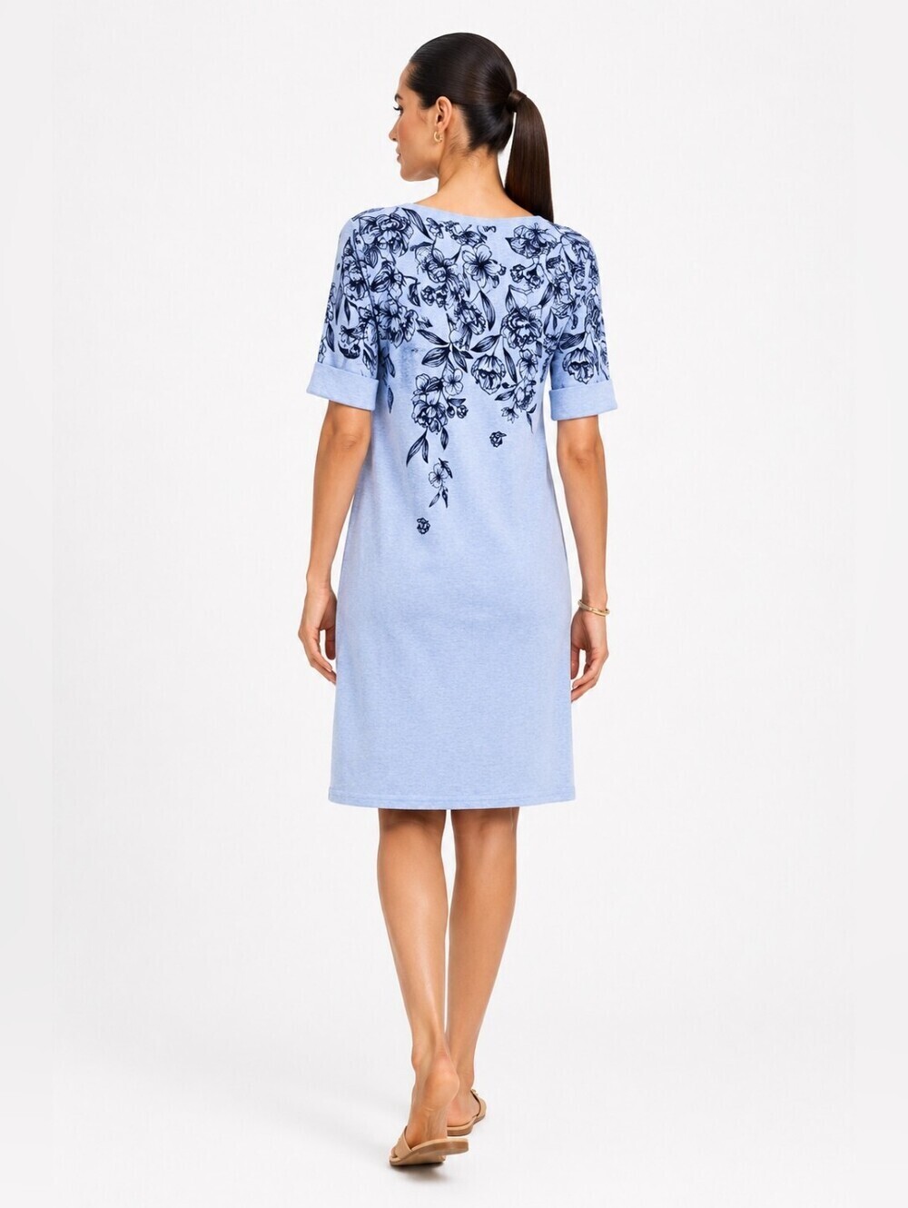 Karen Scott Sport Women’s Blue Floral T-Shirt Dress. Size M. - Picture 2 of 6